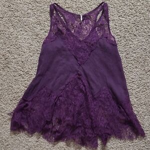 Free People Elegant Purple Lace Women's Top Size Small